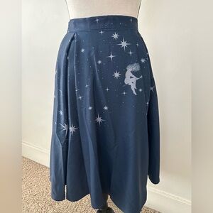 Pinup Couture Laura Byrnes NWT Navy Witch Broom Celestial Swing Circle Skirt XL